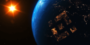Binance-Logo-on-Earth