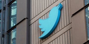 twitter logo on building