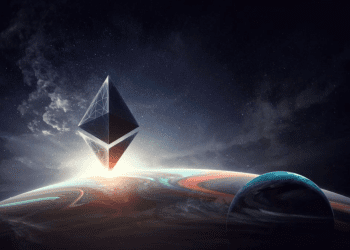 Eth Logo overlooking Earth