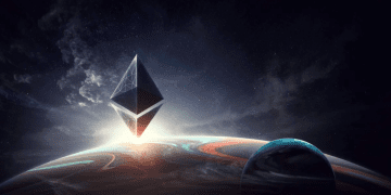 Eth Logo overlooking Earth