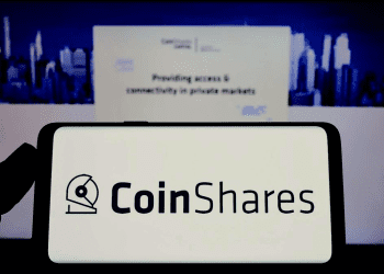 CoinShares Logo on phone