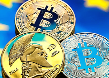 Crypto Coins on European Flag