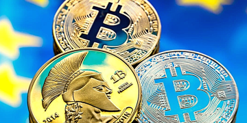 Crypto Coins on European Flag