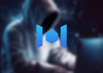 Mixin Network Logo with hacker behind it