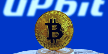 Upbit Logo with Bitcoin in front