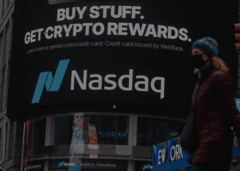 times square with crypto ad on billboard