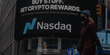 times square with crypto ad on billboard
