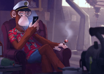 Bored Ape sitting on couch