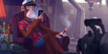 Bored Ape sitting on couch