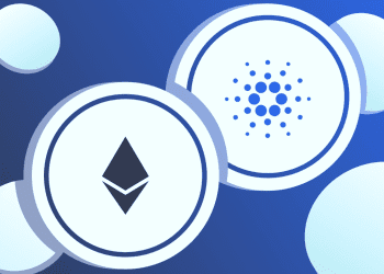 Ethereum and Cardano Logo on Coins