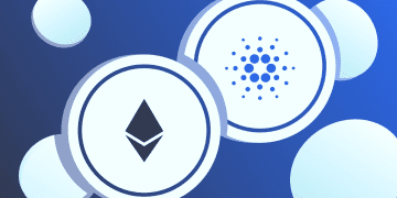 Ethereum and Cardano Logo on Coins