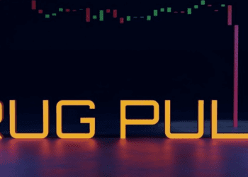 Rug Pull text over falling graph