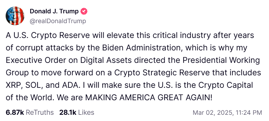 All the things You Must Know About Presidents Donald Trump’s Upcoming Crypto Reserve Together with, BTC, SOL, ADA, XRP, and Extra – BlockNews.com