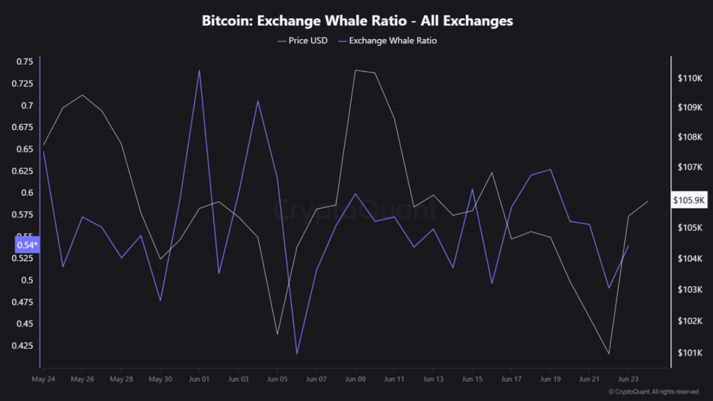 Bitcoin Exchange Whale Ratio