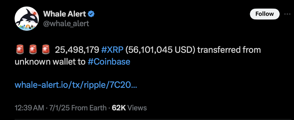 Ripple Xrp Whale Transfer  Million