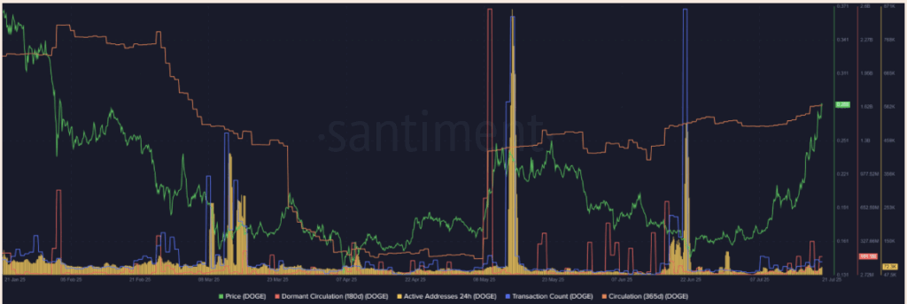 Dogecoin Doge Santiment on Chain Data