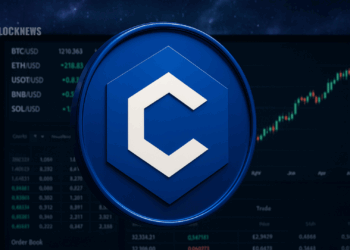 Crypto.com CRO with a rising trading chart in the background symbolizing cryptocurrency growth