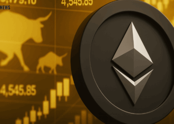 Ethereum logo with bullish chart and crypto market rally