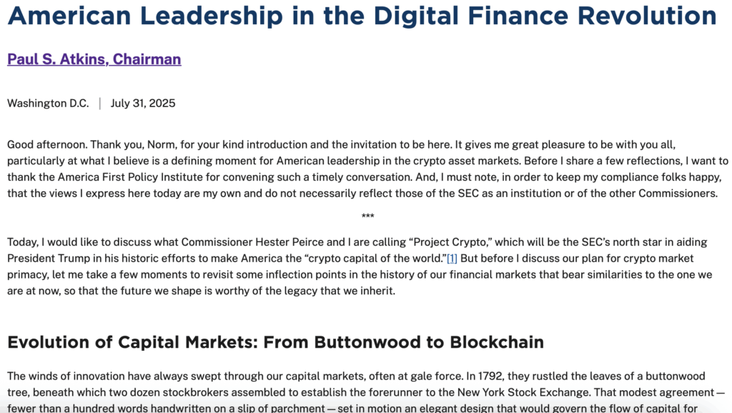 SEC’s ‘Venture Crypto’ Sends Shockwaves By means of the Market—XRP and SOL Dip as Readability Looms ‣ BlockNews