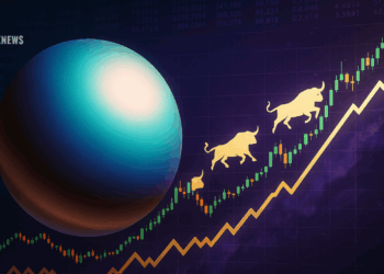 Zora crypto sphere with bullish charts and rising trend lines showing explosive token growth.