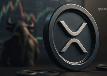 XRP coin logo with a bull looking at a big crypto exchange dashboard representing something big is coming this October