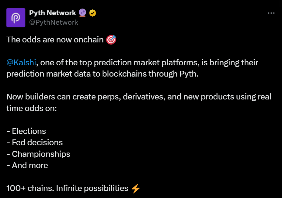 Pyth Network Teams Up with Kalshi to Bring Real time Prediction Data Onchain Here is Why It Matters