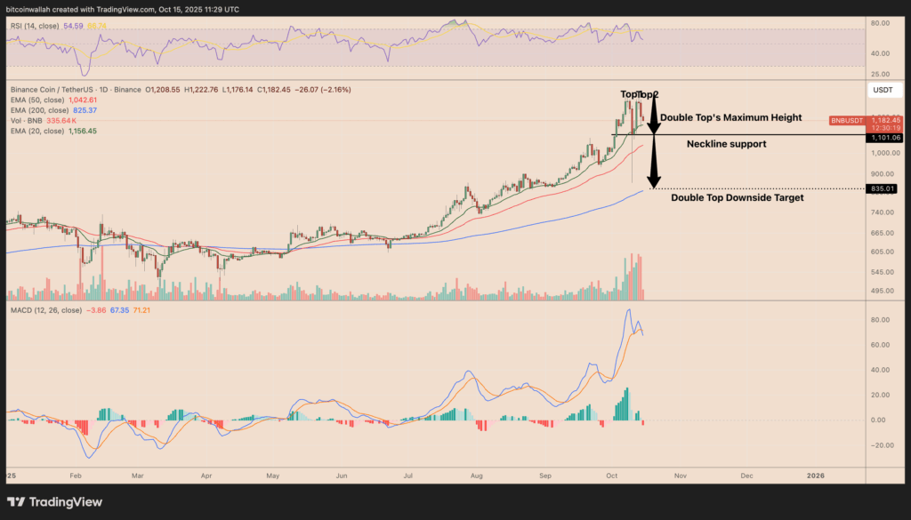Bnb Faces Double top Warning Analysts Predict a 30 Correction Ahead Here is Whats Next for Bulls