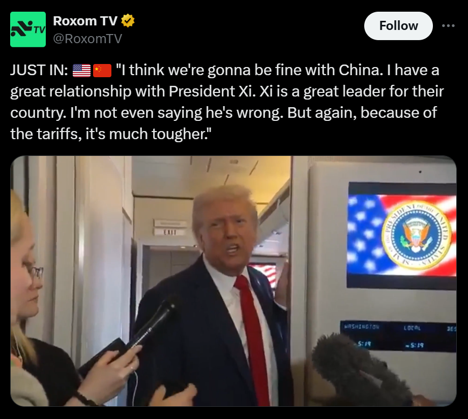 Trump Admits 100 Tariffs on China Cant Last but Says Hell Still Meet Xi Soon