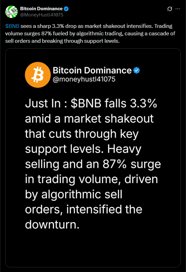 Bnb Drops 33 As Market Shakeout Triggers Heavy Selling Heres What Traders Are Watching