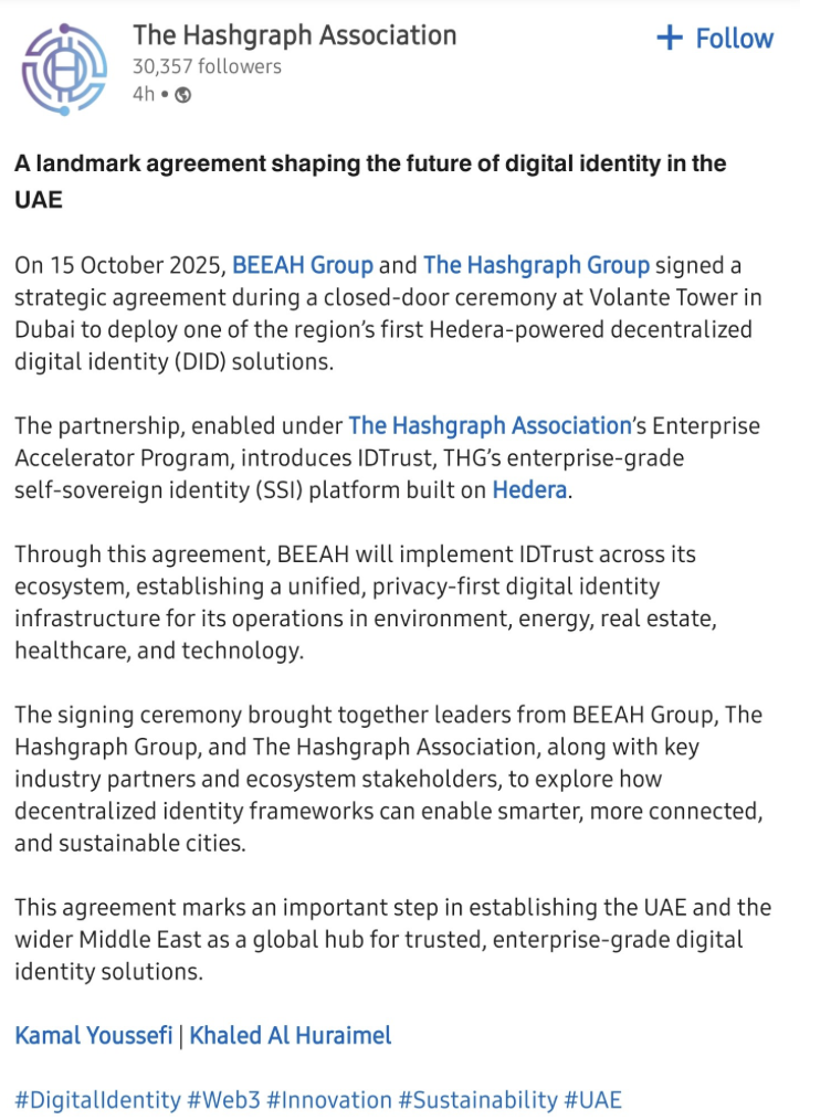 Uaes Digital Ids on Hedera