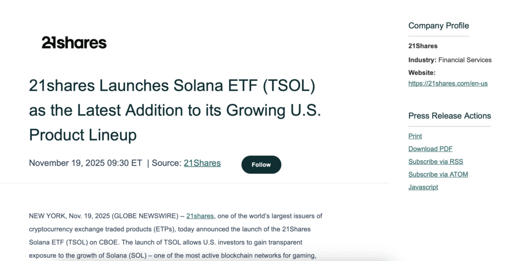 21shares Launches Solana Etf 