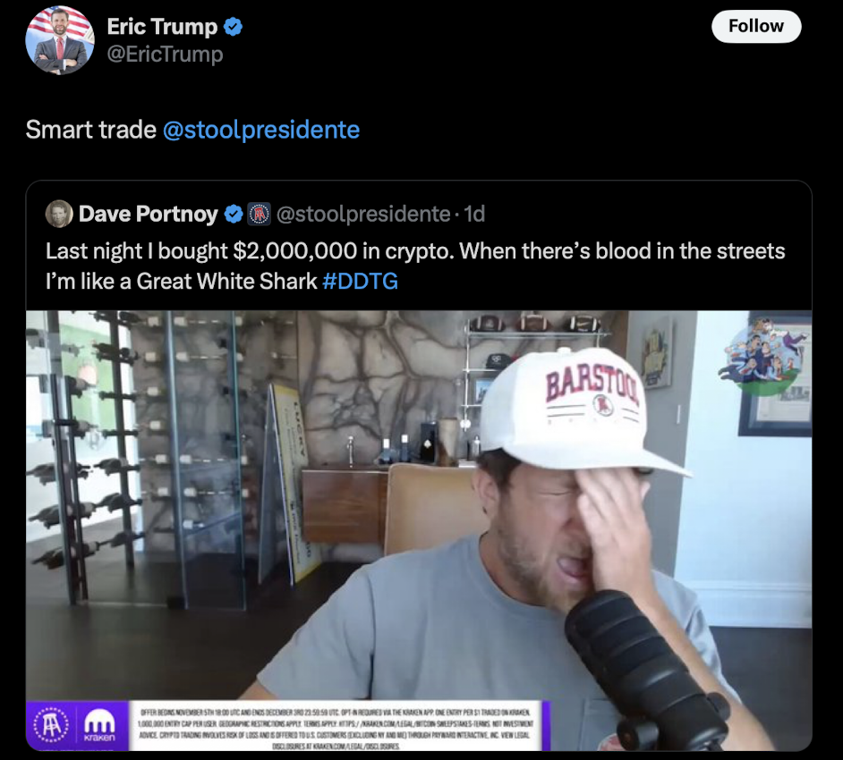 Eric Trump to Dave Portnoy