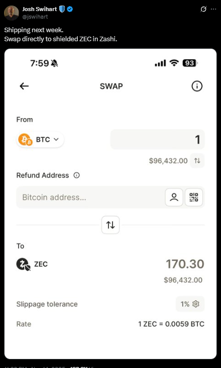 Zcash Simply Pumped 1,436% Whereas the Market Crashed.Absolutely Personal ZEC Purchases Hit Zashi Subsequent Week – BlockNews Zcash Simply Pumped 1,436% Whereas the Market Crashed.Absolutely Personal ZEC Purchases Hit Zashi Subsequent Week – BlockNews