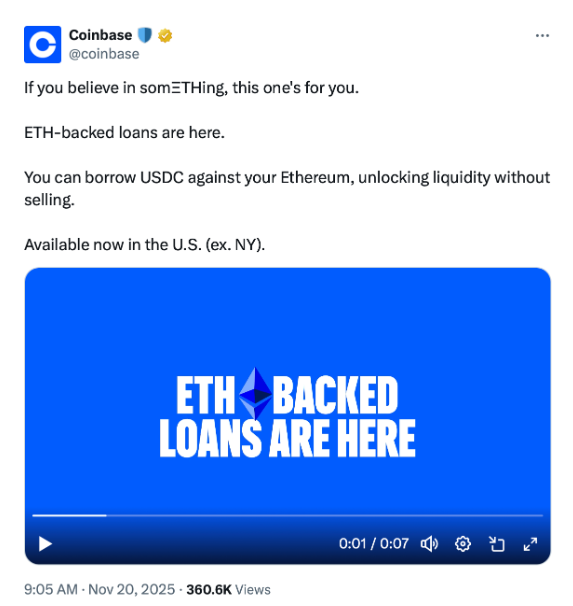 Coinbase Rolls Out ETH-Backed Loans For US Customers — Right here Is How The .25B Onchain Lending Increase Is Taking Off – BlockNews