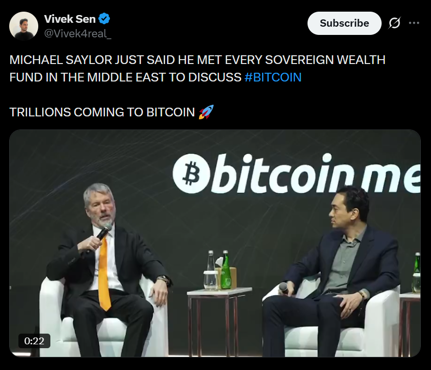 Sovereign Wealth Funds Meet With Michael Saylor on Bitcoin Strategy – Here Is What We Know