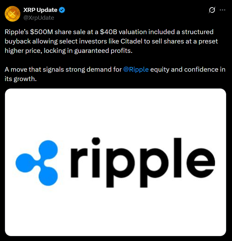 Ripple’s $40B Fundraise Reveals Hidden Investor Protections – Here Is Why Big Money Is Playing It Safe