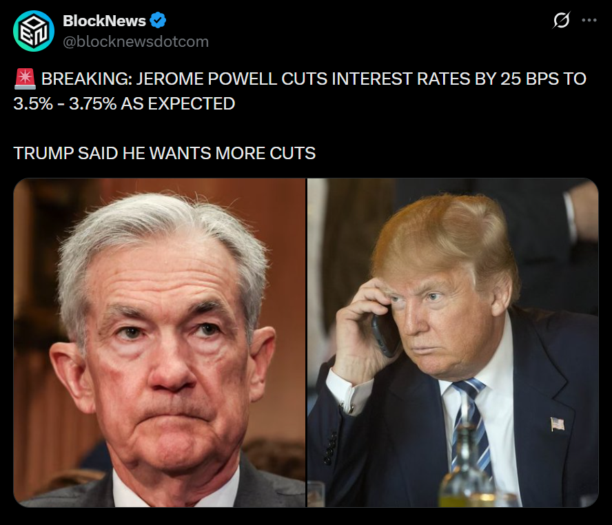 Fed Cuts Rates by 25bps as Markets Brace for 2026 Shift – Here Is What It Means for Bitcoin
