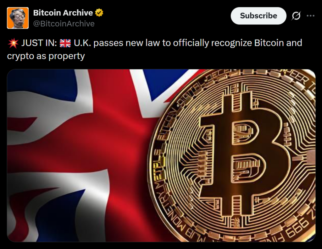 UK Officially Classifies Crypto as Property in New Digital Assets Act – Here Is Why This Changes Everything
