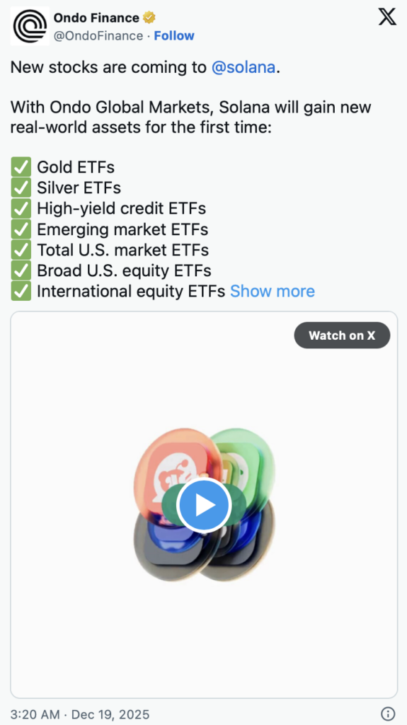 Ondo Global Markets on Solana