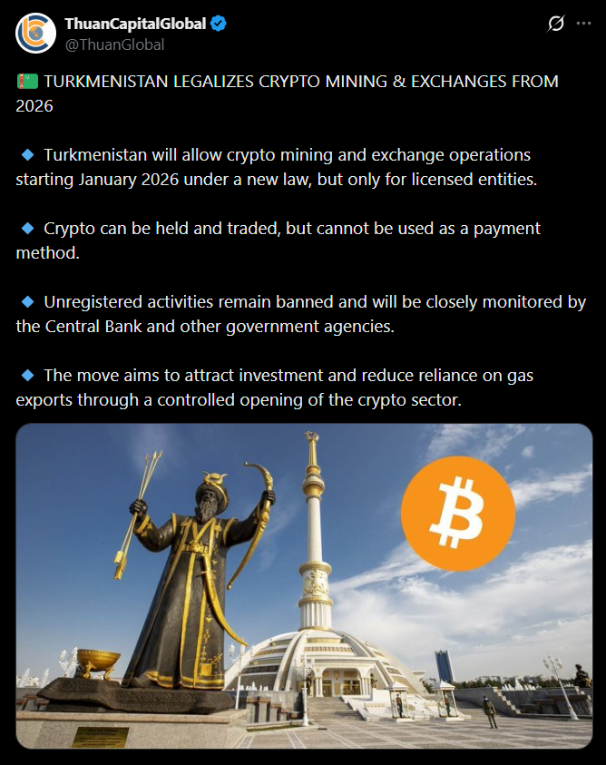 Turkmenistan Legalizes Crypto Mining and Buying and selling Below New Regulatory Regulation – Right here Is What Modified – BlockNews Turkmenistan Legalizes Crypto Mining and Buying and selling Below New Regulatory Regulation – Right here Is What Modified – BlockNews