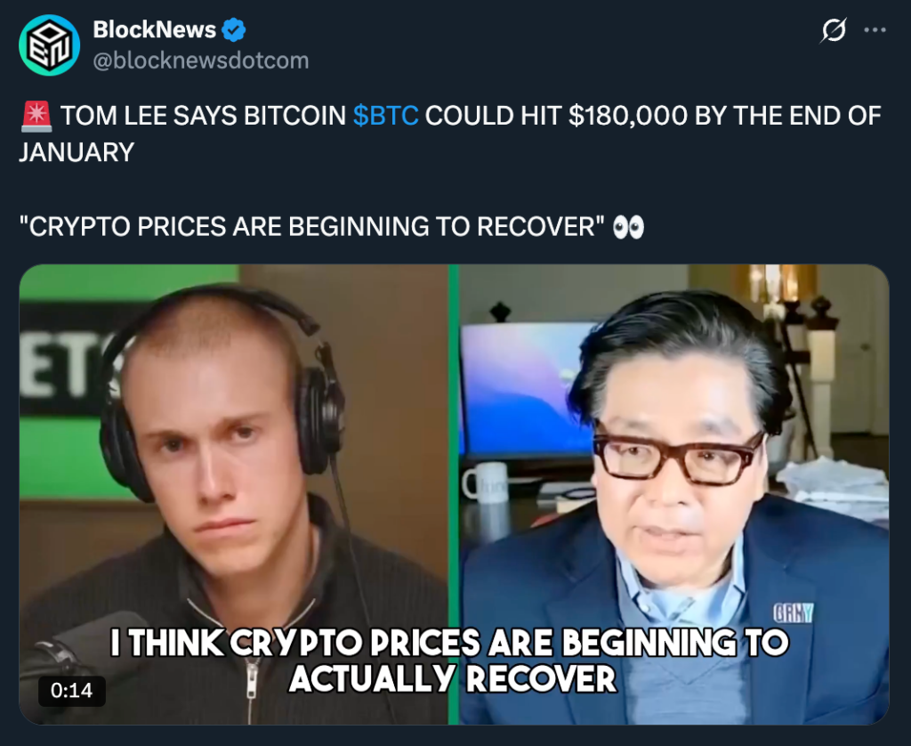 Tom Lee: Bitcoin May Attain 0,000 by the Finish of January – BlockNews Tom Lee: Bitcoin May Attain 0,000 by the Finish of January – BlockNews