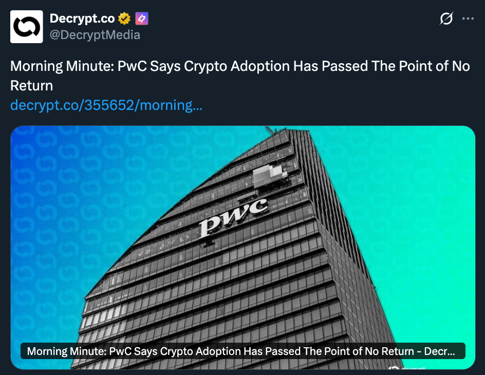 Crypto Adoption Is Previous the Level of No Return, PwC Says — Right here Is Why Politics Can’t Kill It – BlockNews Crypto Adoption Is Previous the Level of No Return, PwC Says — Right here Is Why Politics Can’t Kill It – BlockNews