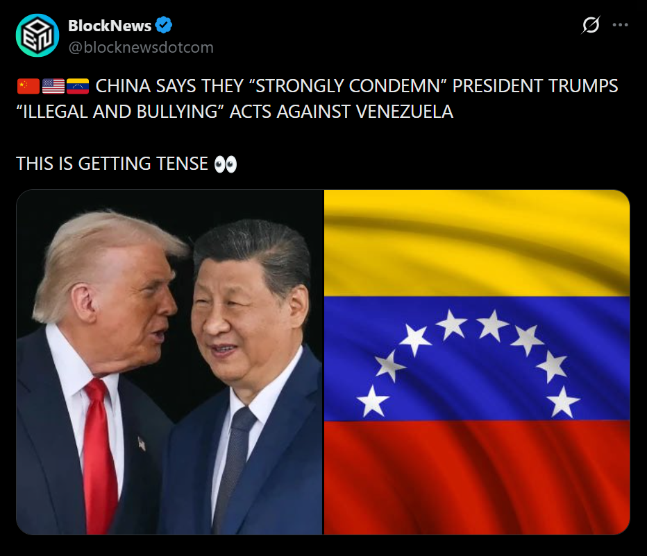 China Condemns US Seizure of Venezuela’s Maduro as Geopolitical Stakes Rise – Right here Is What It Means Subsequent – BlockNews China Condemns US Seizure of Venezuela’s Maduro as Geopolitical Stakes Rise – Right here Is What It Means Subsequent – BlockNews