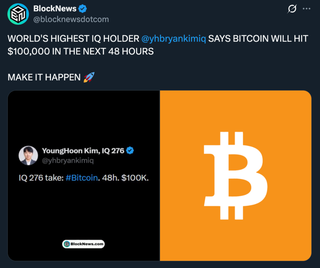 World’s Highest IQ Holder Requires 0K Bitcoin in 48 Hours — We’re Midway There – BlockNews World’s Highest IQ Holder Requires 0K Bitcoin in 48 Hours — We’re Midway There – BlockNews