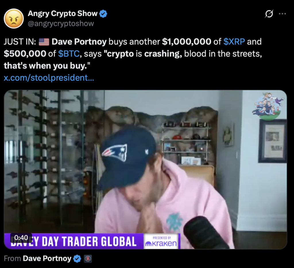 Dave Portnoy Buys M in XRP and 0K in Bitcoin as Crypto Worry Peaks – BlockNews Dave Portnoy Buys M in XRP and 0K in Bitcoin as Crypto Worry Peaks – BlockNews