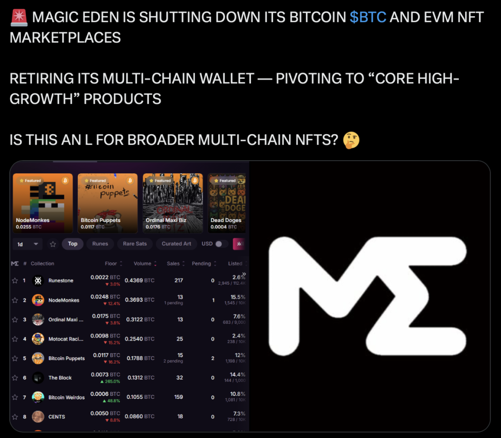 Magic Eden Shutting Evm