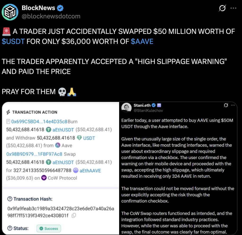 50m Usdt to 300 Aave