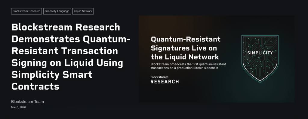 Blockstream Quantum Resistant Research