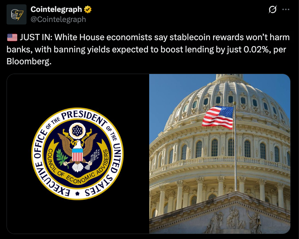 The White Home Simply Did the Math on Stablecoin Yields and Banks Received’t Just like the Reply – BlockNews