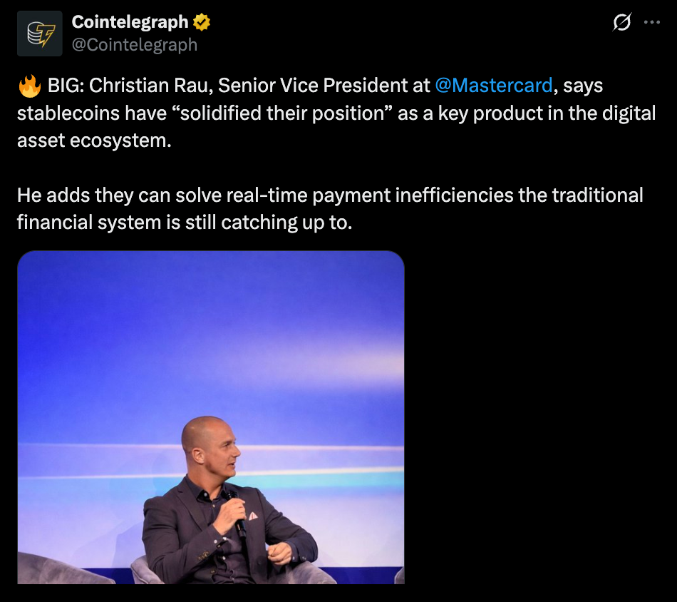 Mastercard’s Christian Rau Says Stablecoins Are Prepared for the Actual World — And He’s Not Incorrect – BlockNews